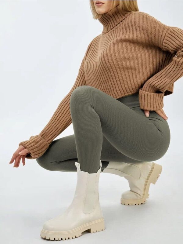 Leggings donna IREM foderati in pile vita alta fitness-4