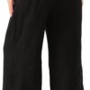 Pantaloni donna gamba larga cotone lino CRX elasticizzati-3