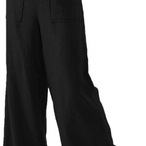 Pantaloni donna gamba larga cotone lino CRX elasticizzati-0