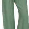 Pantaloni donna lino gamba larga Fashion Pants vita alta-0