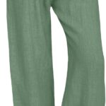 Pantaloni donna lino gamba larga Fashion Pants vita alta-0