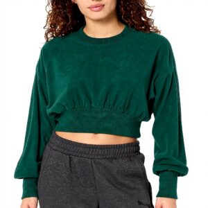 Felpa Donna Sweaty Betty Pile Cotone Riciclato Verde Retro