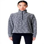 Sweaty Betty Pullover Donna Mezza Zip Boucle Blu Navy