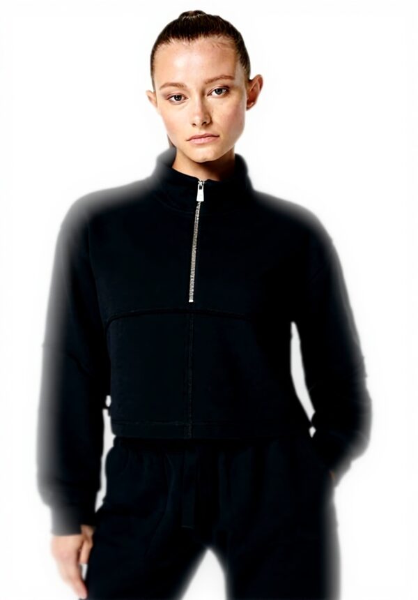 Felpa donna Sweaty Betty Revive mezza zip cotone nero