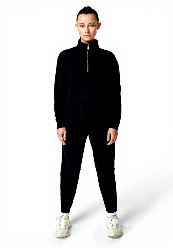 Felpa donna Sweaty Betty Revive mezza zip cotone nero