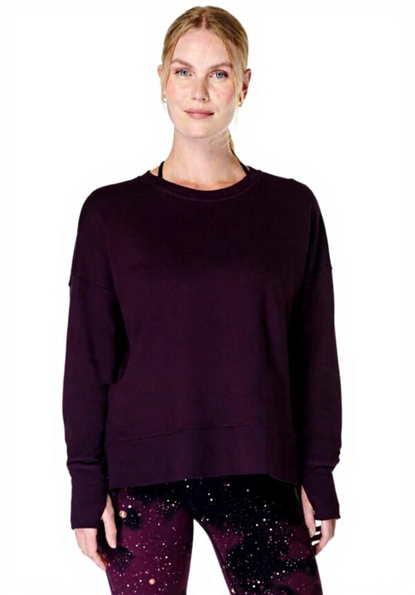 Felpa Donna Sweaty Betty After Class Longline Viola Ciliegia